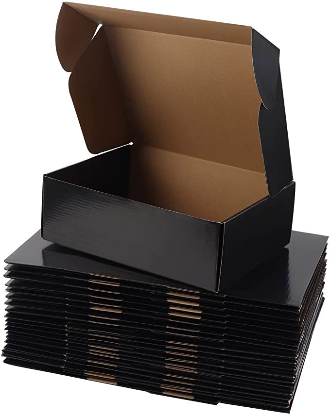 Hoikwo Medium Shipping Boxes for Mailing Shipping Packaging, Corrugated Cardboard Boxes for Packaging Small Business, (Black, 12x9x4-20 Pack) (1)